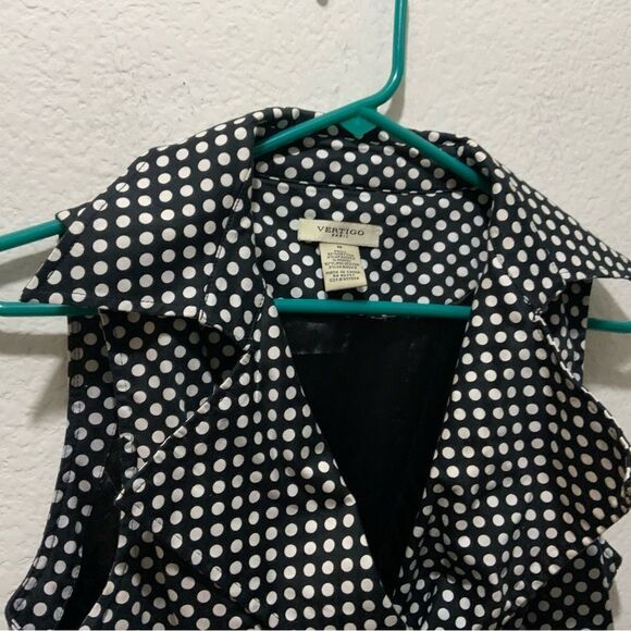 Vertigo Paris - Vintage Black and White Pinafore Tie Front Mini Dress size M - Picture 7 of 10